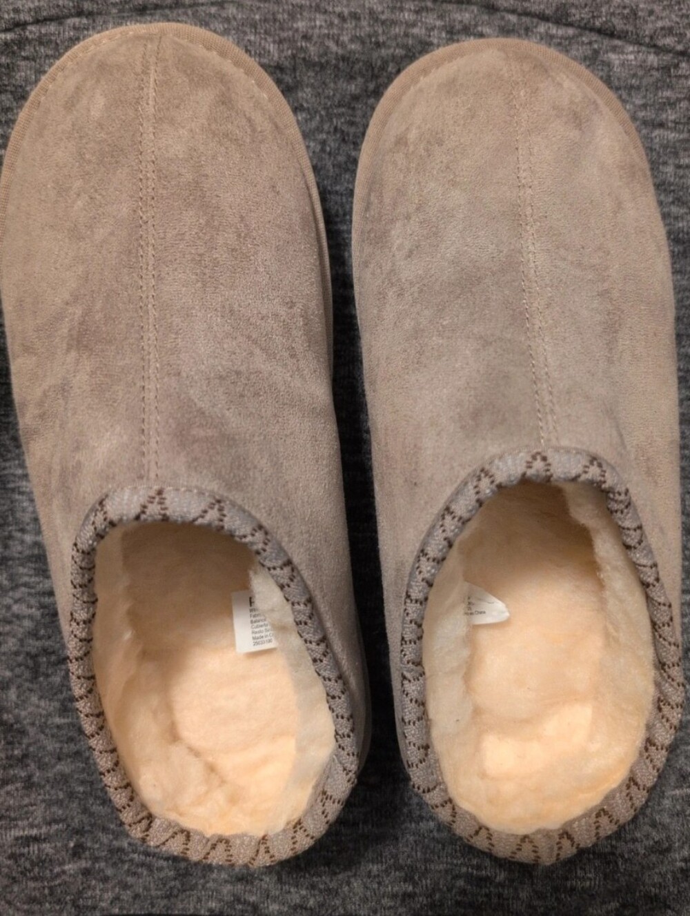 Women’s Cozy Suede-Look Slip-On Slippers in Taupe